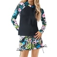 thumbnail image 1 of Lullu Girls 2-Piece Long Sleeve Rash Guard Swim Shorts Swimsuit UPF50+ Bathing Suit, 1 of 4