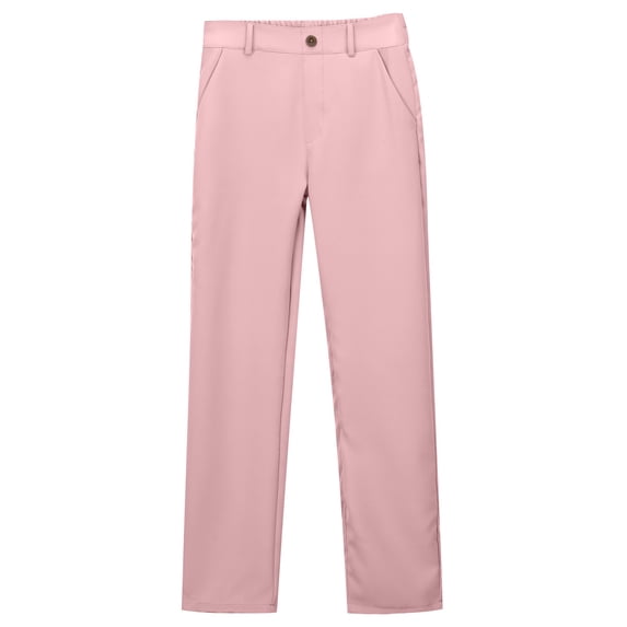 Lullu Teen Girls' School Uniform Pants Unisex Pull On Straight Stretch Pants Trousers