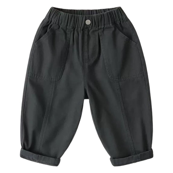 Lullu Toddler Boy Pants Casual Pull On Baggy Pants Children's Slacks Trousers with Pockets