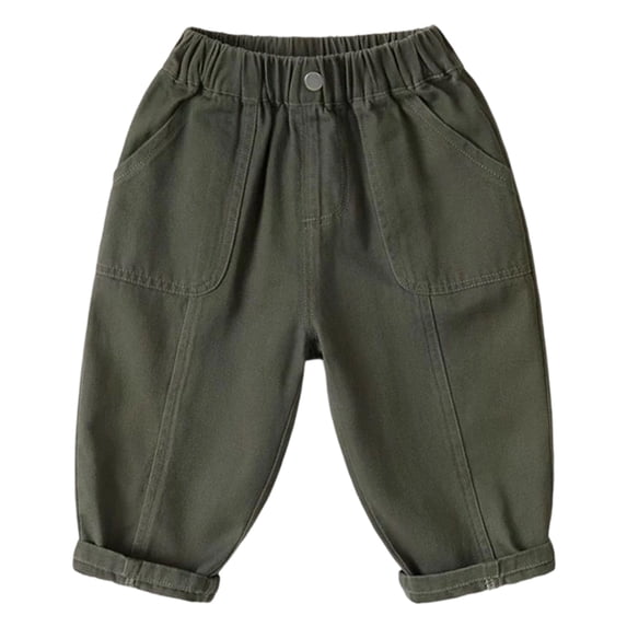 Lullu Toddler Boy Pants Casual Pull On Baggy Pants Children's Slacks Trousers with Pockets