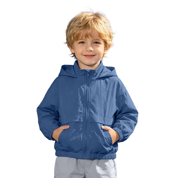 Lullu Toddler Boys Lightweight Windbreaker Outdoor Camping Hiking Zipper Hooded Jacket Outerwear, Sizes 3-4
