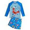 thumbnail image 1 of Lullu Toddler Boys UPF50+ Cartoon Long Sleeve Rash Guard Swim Trunks Swimsuit, 2-Piece, 1 of 4