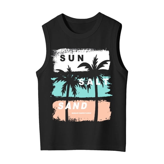 Lullu Toddler Girls Beach Tank Top Vintage Graphic Sleeveless Shirt Kids Tank Tops, Black