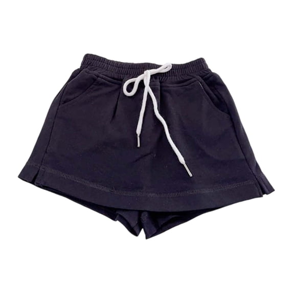 Lullu Toddler Girls Casual Athletic Skort Elastic Waist Drawstring A-Line Skirt with Liner