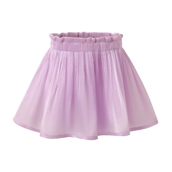 Lullu Toddler Girls Elastic Waist Flowy A-Line Skirt Casual Mini Skirt with Liner, Purple