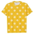 thumbnail image 1 of Lullu Toddler Girls Flower Print Short Sleeve T-Shirt Summer Crew Neck T Shirt, Yellow, 1 of 3