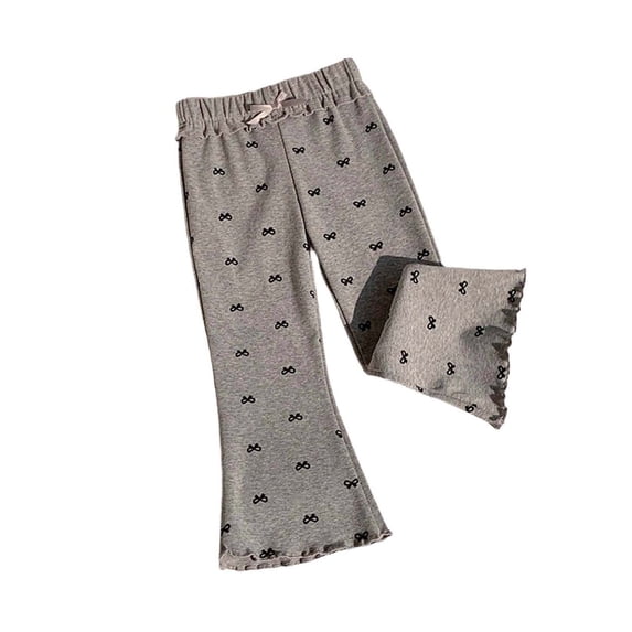 Lullu Toddler Girls Polka Dot Ruffle Flare Pants Casual Cotton Pull On Stretch Leggings