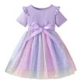 thumbnail image 1 of Lullu Toddler Girls Ruffle Short Sleeve Tutu Dress Shiny Rainbow Mesh Tulle A Line Dress, 1 of 2