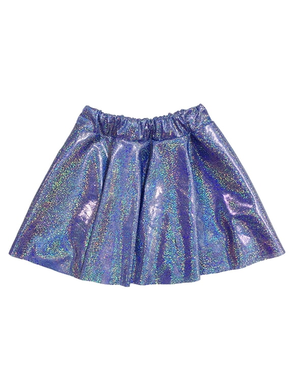 Toddler Girls Shiny Metallic A-Line Skirt Party Dance Stage Performance Pleated Skirt