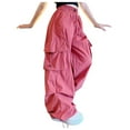 thumbnail image 1 of Lullu Toddler Girls' Wide Leg Cargo Pants Casual Athletic High Rise Drawstring Dance Pants, 1 of 2