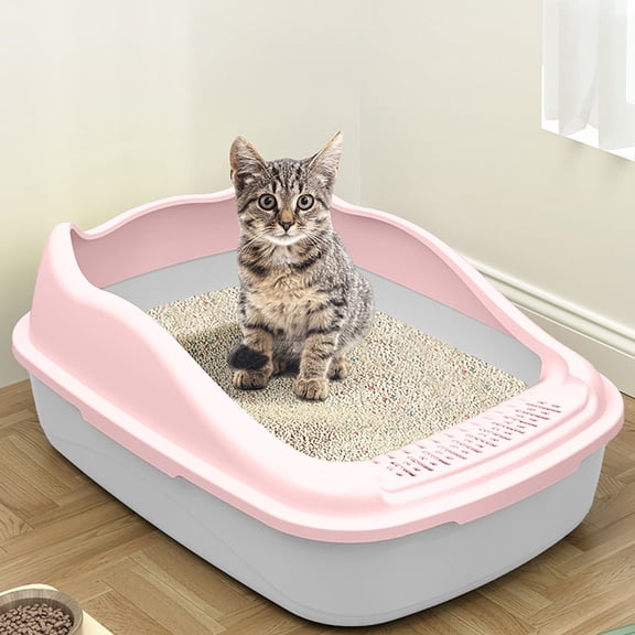 Cat Litter Box, Pink, Semi-Enclosed Open Toilet, Deodorant Feces Tray, Splash Proof, Pet Supplies Lulshou