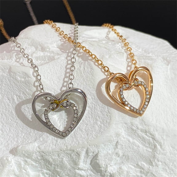 Lulshou Two-color Love Necklace Personalized Temperament Infinite Love Collarbone Necklace Heart-shaped Necklace Festive Discounts