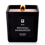Lulu Candles | Patchouli Sandalwood | Luxury Wood Wick Candle in Matte Black Jar   Earthy, Highly Scented Soy Candle with Cedar, Musk & Earth Accord | Aromatherapy Candle, Gift for Men & Women