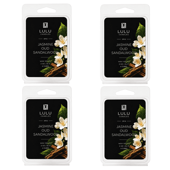 Lulu Candles Wax Melts, Jasmine, Oud & Sandalwood, 6 Cubes, Pack of 4