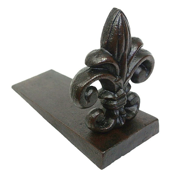 Lulu Decor 100% Cast Iron Fleur de Lis Door Stopper, Well Built Door Stopper, weighs 5 lbs 11 oz and Measures 6.5" H, 8" L and 3.5" Wide
