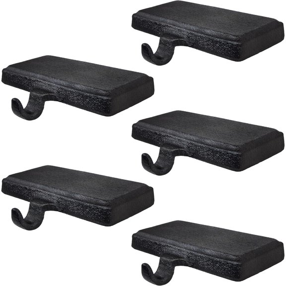 Lulu Decor Black Christmas Stocking Holders for Mantle Set of 5 - Heavy Cast Iron Weighted Strong & Sturdy Low Profile Flat Base Stocking Hooks, Simple Design for Mantle Decor Weighs 2 lbs 10 oz Each