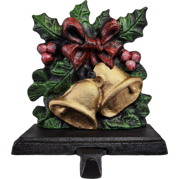 Lulu Decor, Cast Iron Christmas Stocking Holder, Strong and Durable Hook, Designed, Measures 7 X 5.5 inches, Weighs 3.5 lbs, Perfect (Bell)