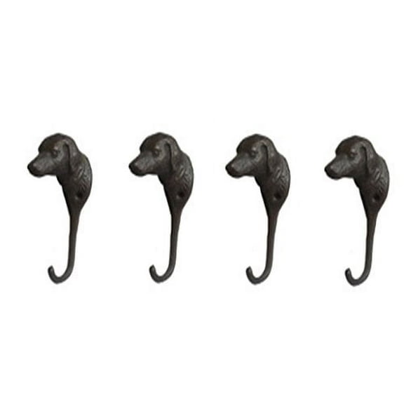 Lulu Decor, Cast Iron Dog FaceHooks, set of 4, loose hooks, ready to hang on wall (4 pcs)