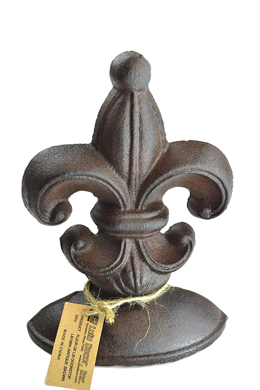 Lulu Decor, Cast Iron Fleur De Lis Door Stop, 2 Lbs, Door Stopper (Brown)