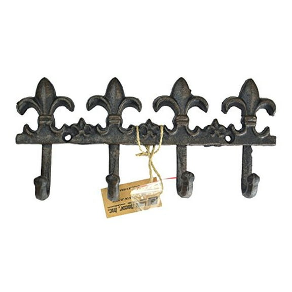 LuLu Decor, Cast Iron Fleur De Lis Key Hook (Key Hook Black)