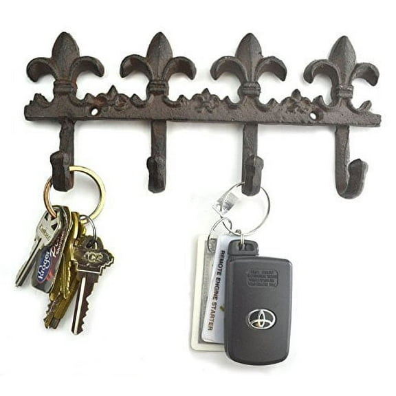 Lulu Decor, Cast Iron Fleur De Lis Key Hook (Key Hook Brown)