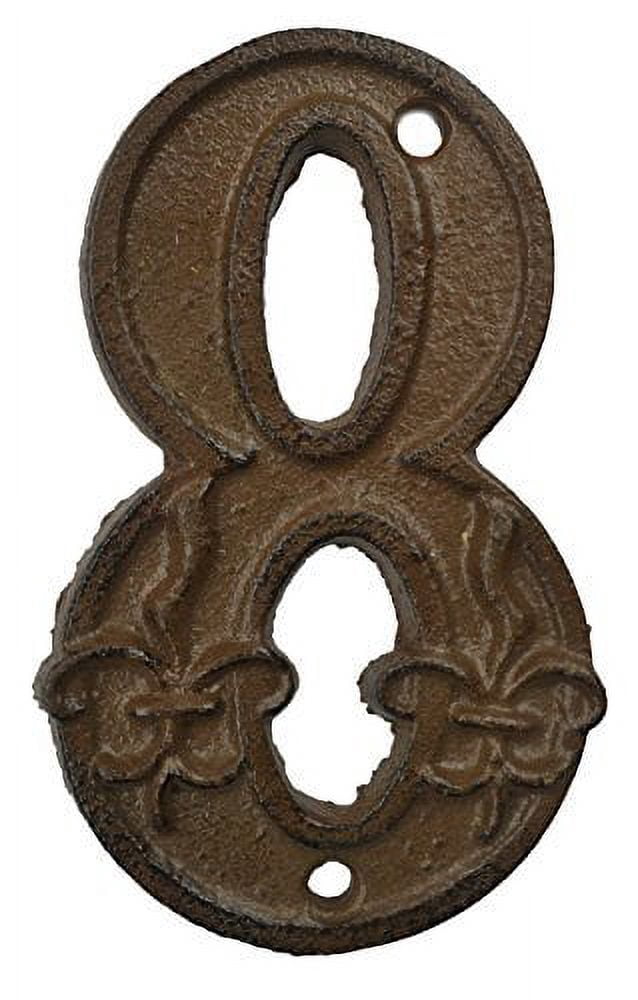 Lulu Decor, Cast Iron House Number 8 Antique Brown Finish with Fleur De ...