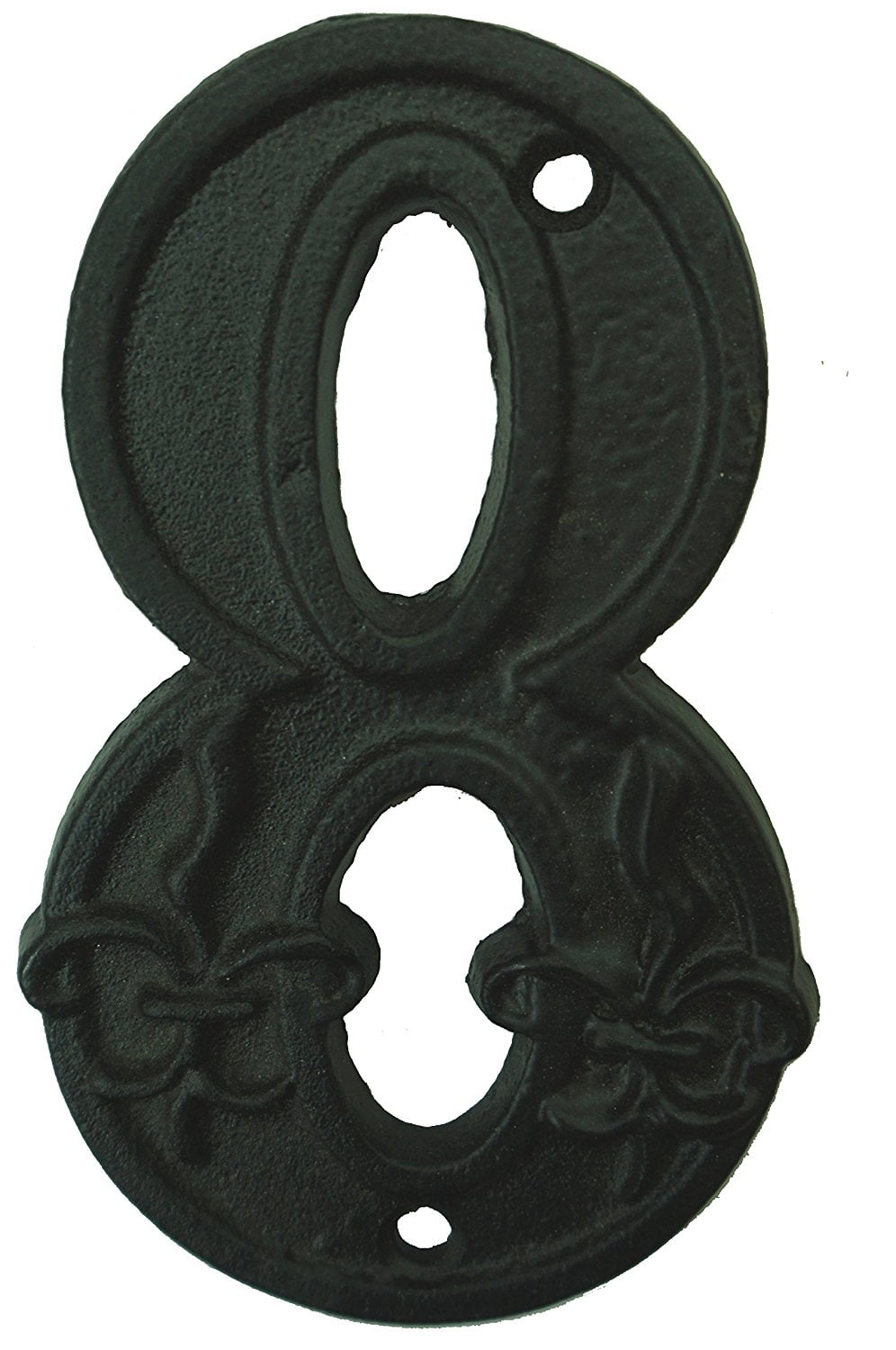 Lulu Decor, Cast Iron House Number 8 Vintage Black Finish with Fleur De ...