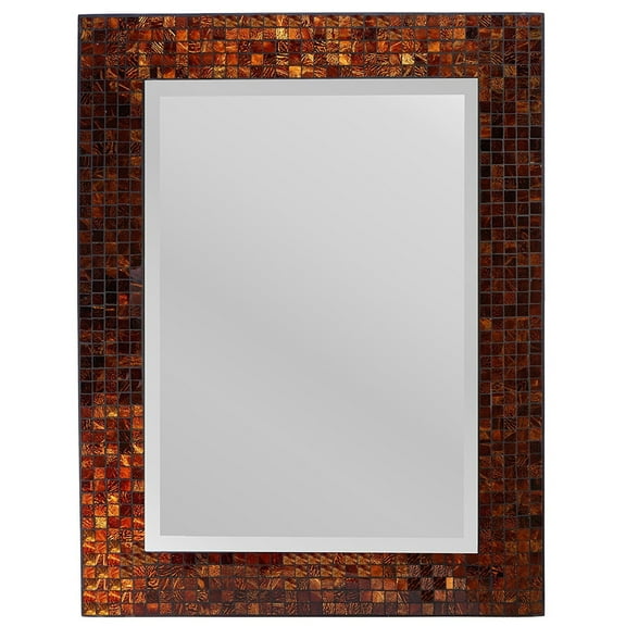 Lulu Decor, Decorative handmade Amber Rectangle Mosaic Beveled Wall Mirror, Frame measures 31" x 23.5", Beveled Mirror measures 24" x 15.5" Perfect for Housewarming ift. (LP307)