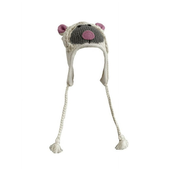 Lulu Lamb Woolen Animal Hat with Micro Fleece Lining for Children, Teen and Adult ,Handknitted by Professional Local Artisans