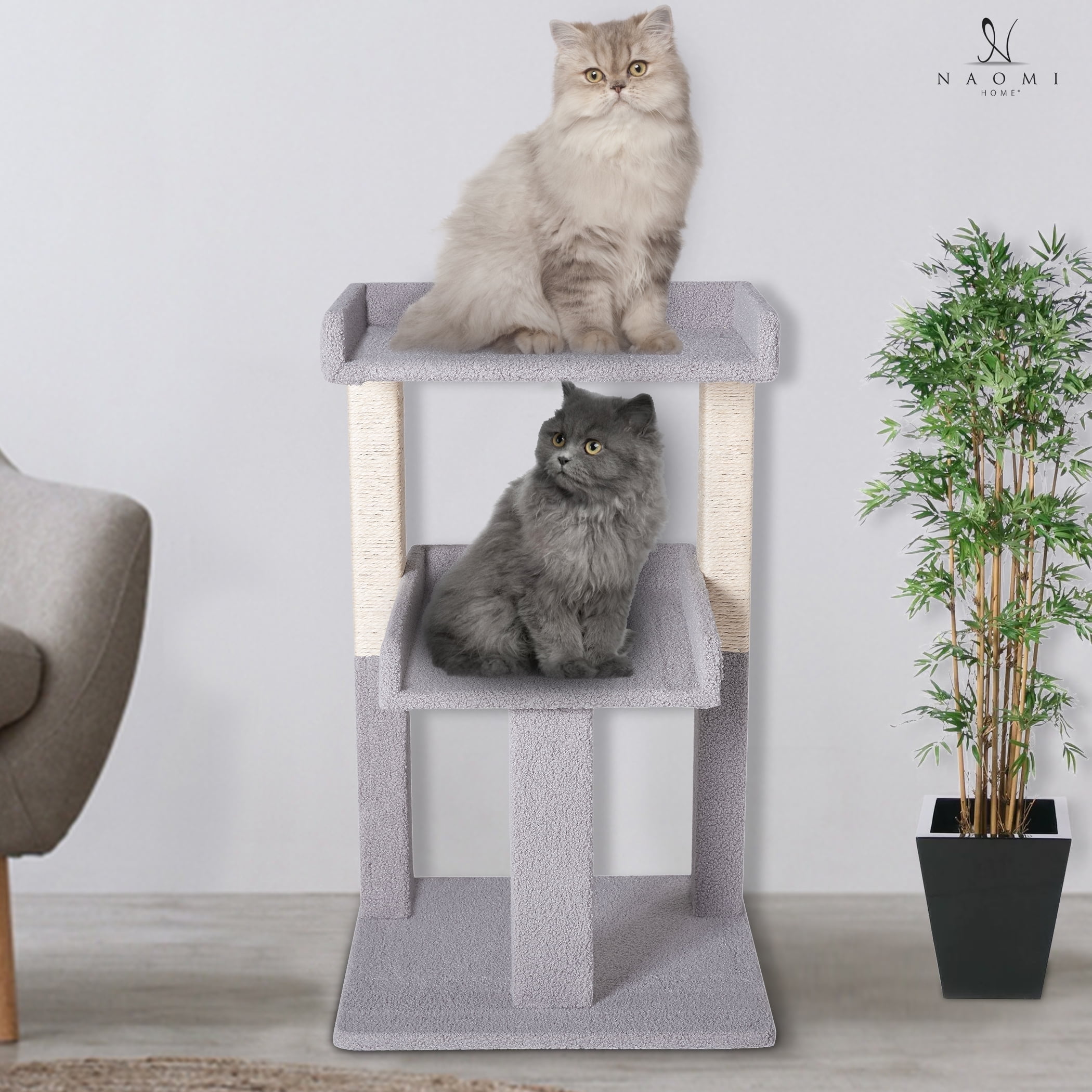 Lulu 2-Tier Cat Tree Tower for Indoor Cats – Large Cat Tower & Cat Condo for Large Cats | Cat Tree House:Gray