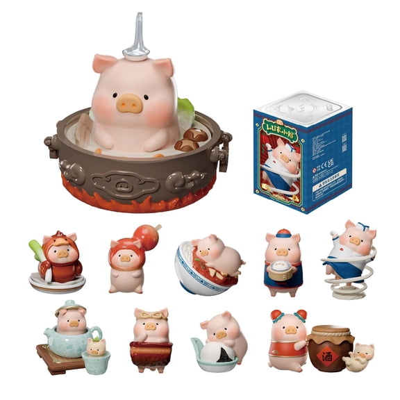 Lulu The Piggy Blind Box Figures - Lu's Table Series Blind Boxes Mystery Box Cute Animal Figurines Collectibles Home Decorations Holiday Birthday Gifts, Single Box