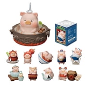 Lulu The Piggy Blind Box Figures - Lus Table Series Blind Boxes Mystery Box Cute Animal Figurines Collectibles Home Decorations Holiday Birthday Gifts, Single Box