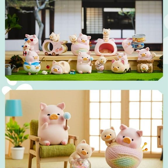 Lulu The Piggy Cat ur Day Caturday Series 8PCs Cute Pig Blind Box Figures Collectible Toys Birthday Gift