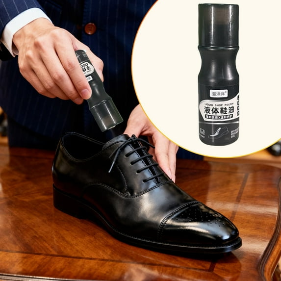 Luluganb 100ML Liquid Shoe Polish, Leather Shoe Polish, Instant Shoe Shine with Sponge Leather Shoe Polish for Dress Shoes, Boots, Shoes, Jackets, & More Black