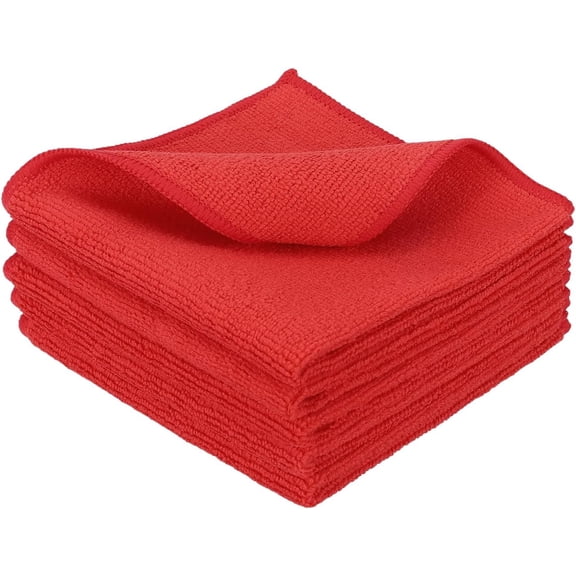 Luluganb 1Pcs Microfiber Cleaning Cloth, All-Purpose Microfiber Towels, Streak Free Cleaning Rags,Cleaning Rags for Kitchen Window Housekeeping, 11.8 X 11.8 Inch Red