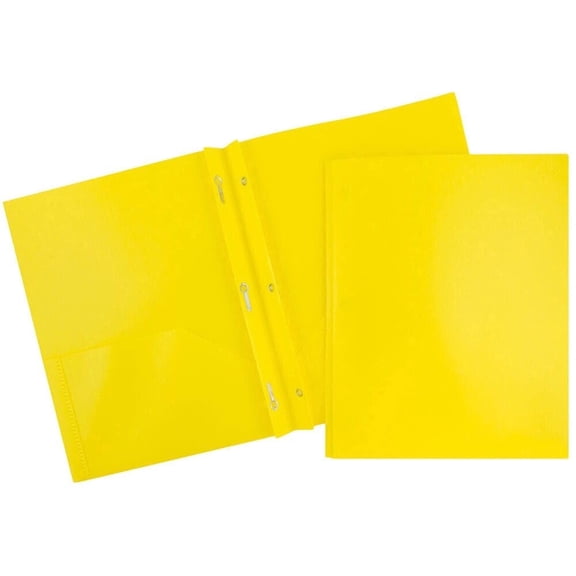 Luluganb 1Pcs Plastic Folders With Pockets And Prong, Assorted Colors, Pocket Folders, Folders With Prongs, File Folders With Fasteners, 2 Pocket Folder, Folder With Pockets, Two Pocket Folder,Yellow