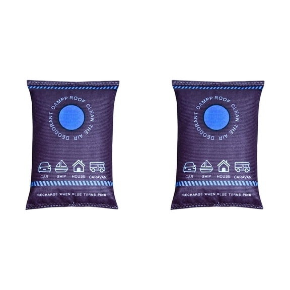 Luluganb 2Pcs Reusable Dehumidifier Bags,Car Moisture Absorber for Windows Interior,Portable Condensation Prevention for Wardrobe,Closet,Basement,Rv,Camper Storage,Blue