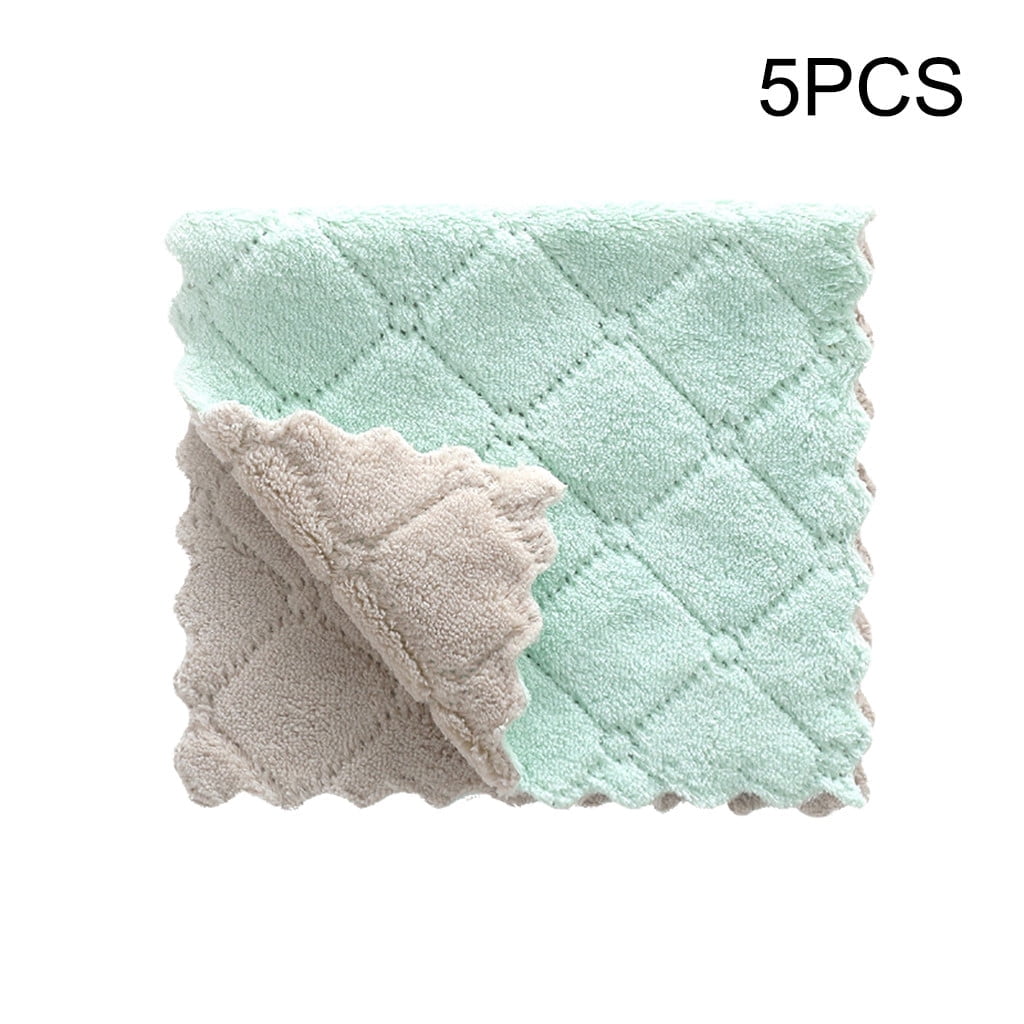 Kitchen Dust Towels Luluganb 5Pcs Microfiber Cleaning Cloth, Kitchen Towels, Double-Sided ...
