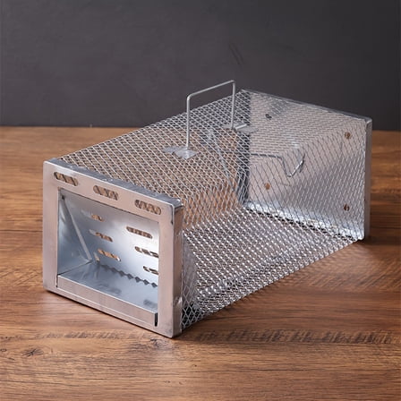 Luluganb Animal Trap Cage Trap,Rat Trap,Factories and Other Places for Deratting Cage Metal Live Object for Live and Release One Way Door for Indoor and Outdoor,Silver:L
