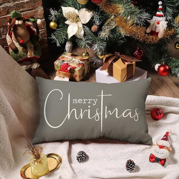 Luluganb Christmas Pillow Covers,12X20" Merry Christmas Throw Pillow Decorative,Rectangle Pillow Cover for Sofa,Winter Pillow Covers
