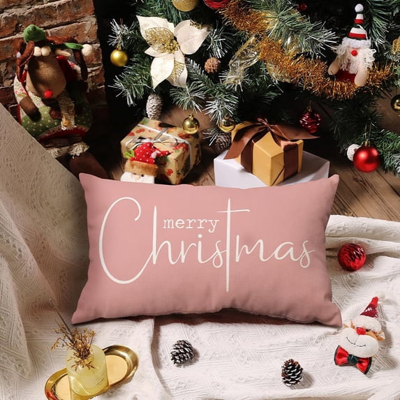 Luluganb Christmas Pillow Covers,12X20" Merry Christmas Throw Pillow Decorative,Rectangle Pillow Cover for Sofa,Winter Pillow Covers
