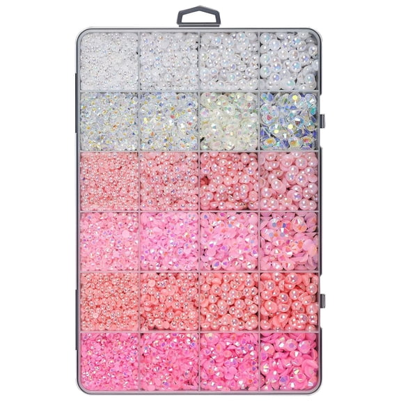 Luluganb Flatback Pearls for Crafting, Colorful DIY Resin Rhinestone Kit, Assorted Size Half Pearls for Crafting with Glue, Bedazzling Kit for Crafts Shoes Graduation Cap Nail Art B