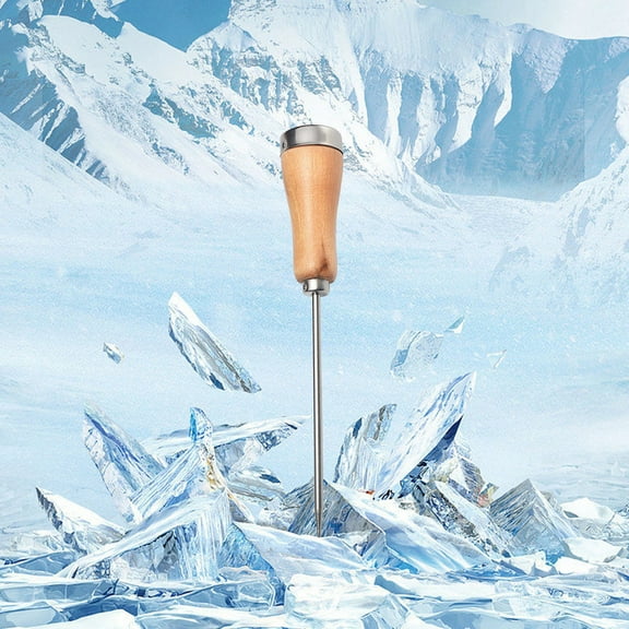 Luluganb Single Fork Ice Pick,Stainless Steel Ice Breaking Chisel,Stainless Steel Ice Pick,Thickened Steel Needle Design Ice Crusher for Large and Small Ice Debris