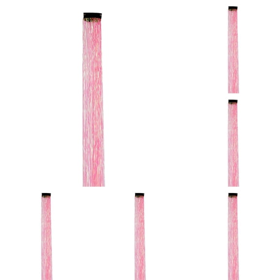 Luluganb Versatile Glitter Hair Clips,Festive Hair Tinsel Accessories,6 Pcs Glittering Synthetic Extensions with Tension Clip,Light Pink*6