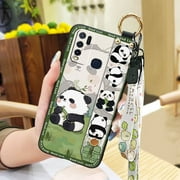Lulumi-Phone Case For VIVO Y50/Y30, Fashion Design ring Wrist Strap panda Back Cover Durable cell phone sleeve Cute protective phone protector cell phone cover phone cover Lanyard