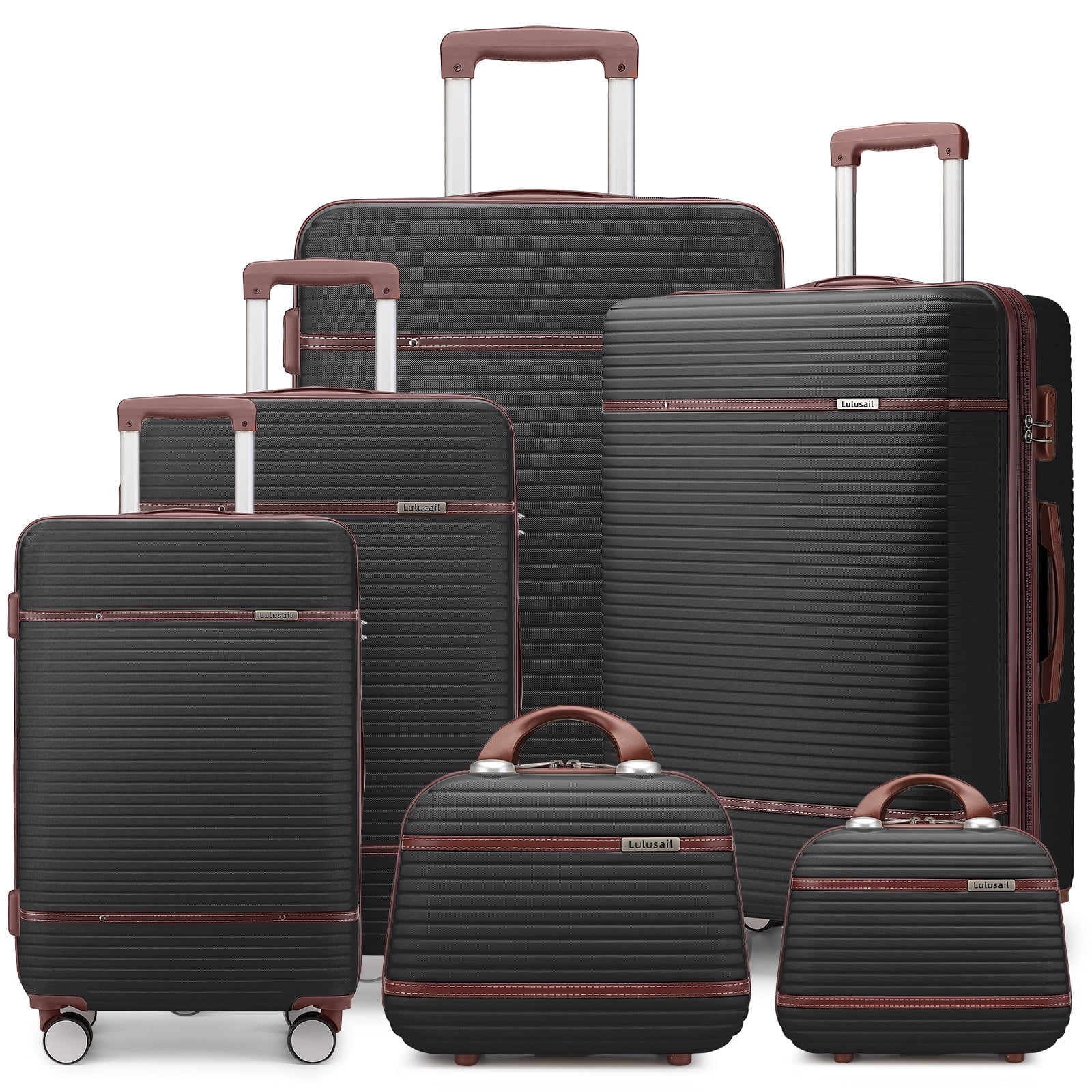 Lulusail Luggage Sets 6 Piece with two Cosmetic Case, Expandable