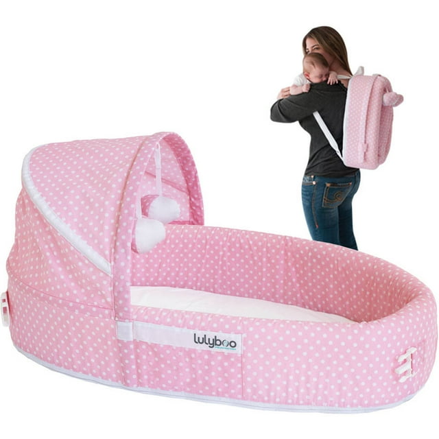 LulyBoo Baby Lounge To Go Travel Bed, Pink