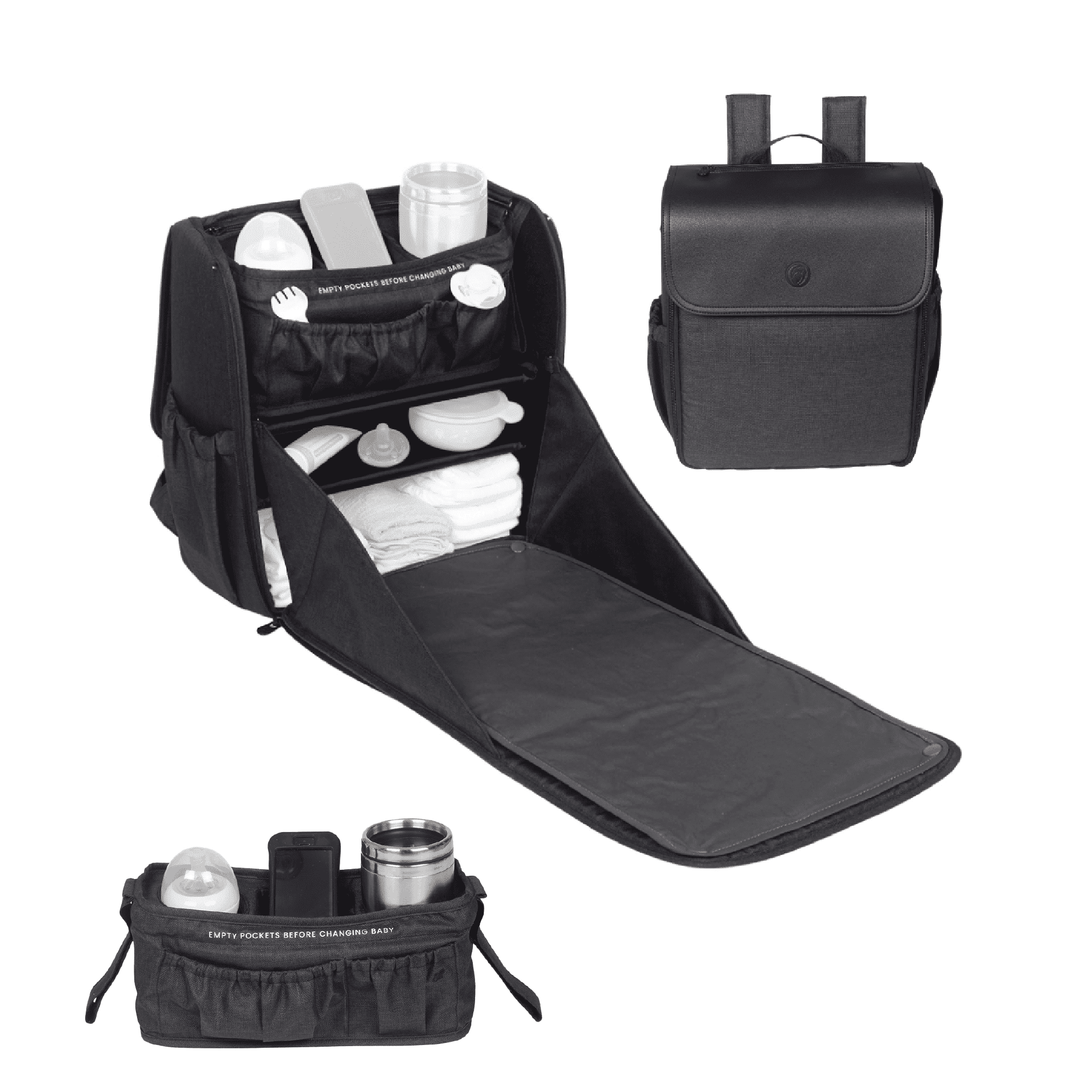 LulyBoo Changing Station Included Backpack Diaper Bag, Black