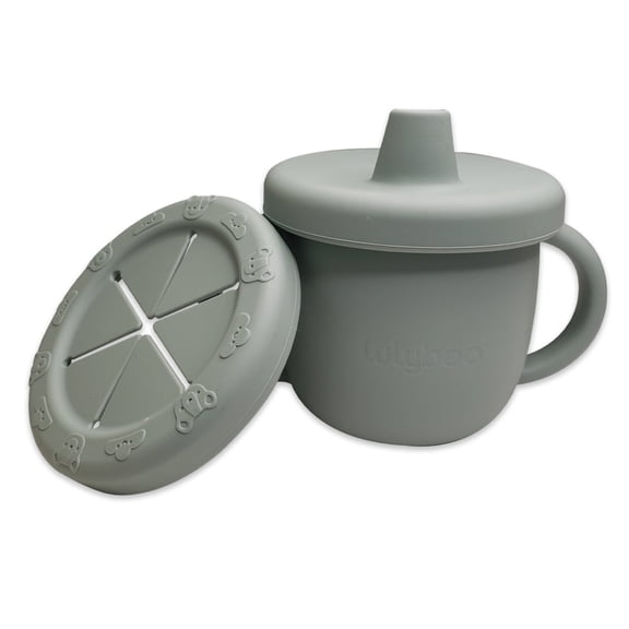 Lulyboo Baby & Toddler 3-in-1 Sippy, Training and Snack Cup, Moody Blue