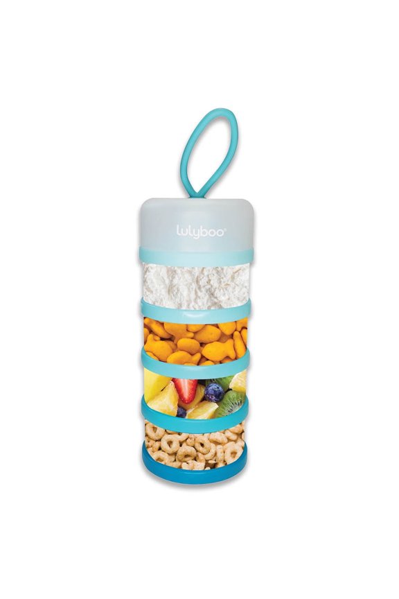 Stackable Separate Plastic Baby Food Storage Container for Travel, 1 Gallon, Blue, 4 Piece